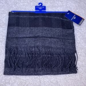 Dockers Reversible Gray Black Plaid Scarf